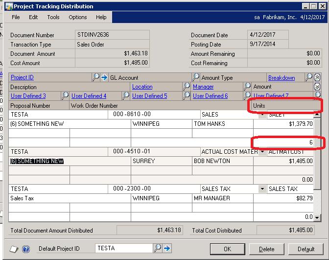 Configuration The configuration setup for Unit Defaults is under the Project Tracking Setup Options window.