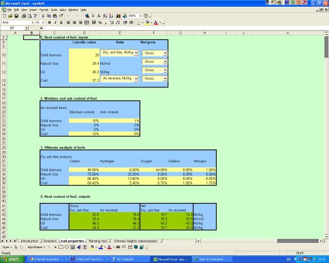 Fig. A1: Screenshot of the fuel properties spreadsheet Appliance capacity The Unit Conversion Tool applies the following relationships to estimate the capacity