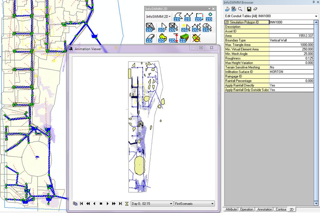 Types of Report Outputs available in InfoSWMM 2D. 2D Maximum Mesh, 2D Mesh, 2D Mesh Animation Mesh Mapping 2D 1.