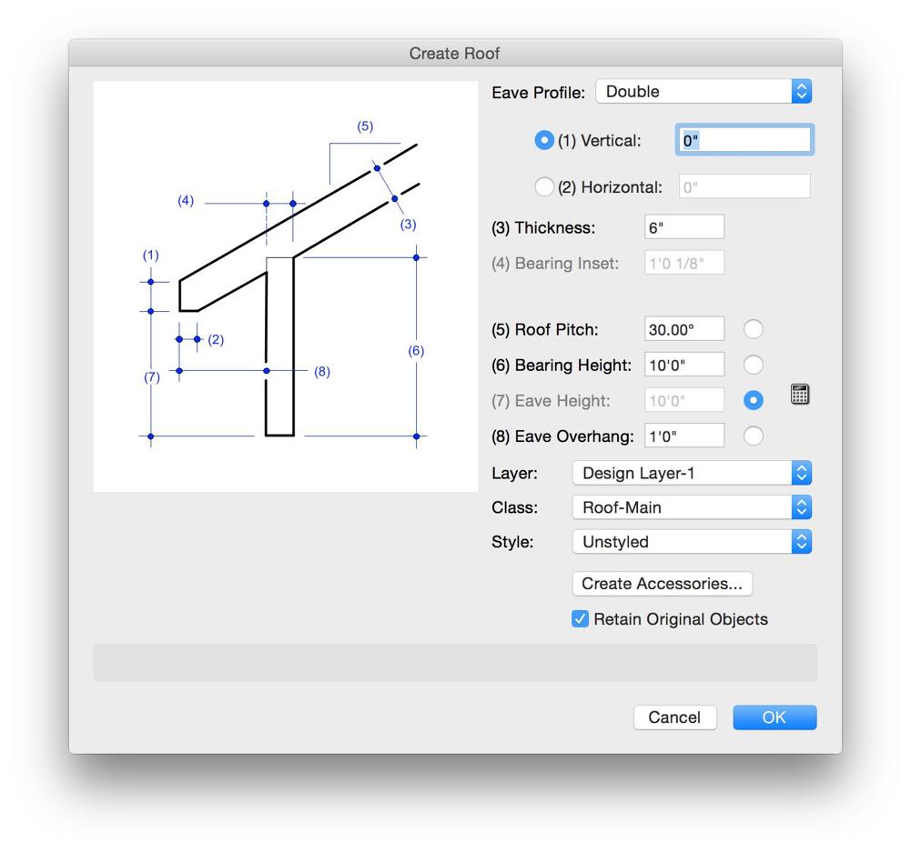 When using the create roof command you begin with a shape, either a polygon, polyline, or in this example, a
