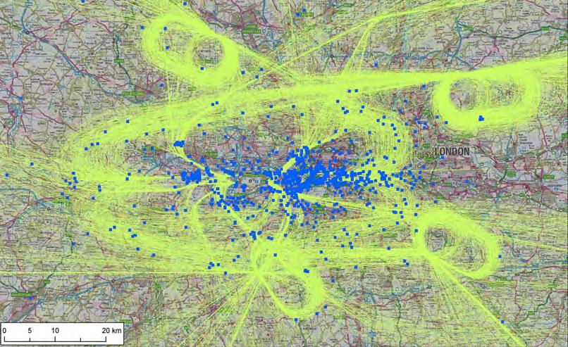 Flight paths are concentrated within each configuration, but local residents benefit from predictable periods of relief from noise disturbance.