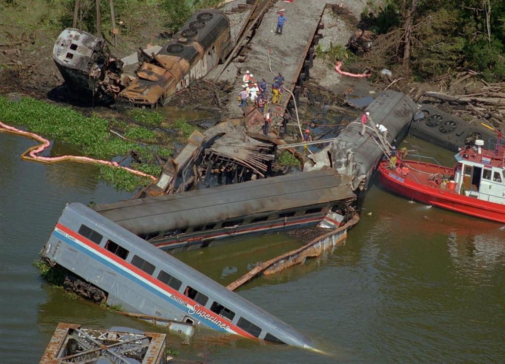 1993: Bayou Canot Amtrak Accident Amtrak Sunset Limited train wreck caused by barge strike Worst accident in history of towing industry 103 casualties, 47 fatalities Tug operating in fog