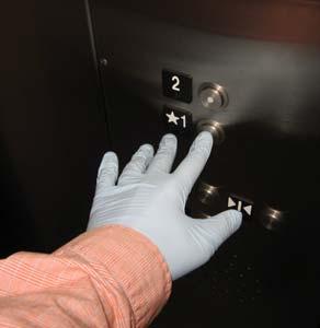 Consider posting a reminder at the exit door to your lab so that you do not wear lab gloves into common areas of your building.