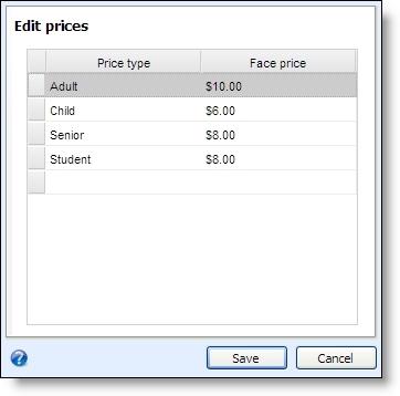 166 CHAPTER 4 3. Select a price type. If the price type you need does not appear in the list, enter a new one. A confirmation message appears when a new price type is created. 4. Enter the face price for the selected price type.