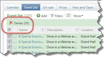 PROGRA M EVENTS 203 under the Search field and click Delete. A notification appears with the number of records that were successfully deleted.