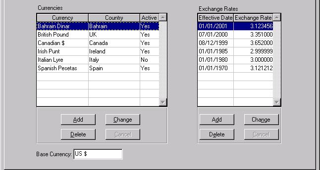 Currency Setup Unlimited types