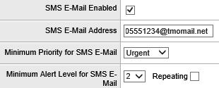 5. To receive notifications on a mobile device: a. Select SMS E-Mail Enabled. b. Enter the SMS address (for example, 18005551234@tmomail.net).