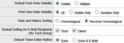 5. Review and update settings in the Tech Options section. 6. Click Save.