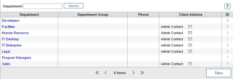 To define a department: 1. Click Setup > Locations > Options. 2. Select Use Departments and click Save. 3.
