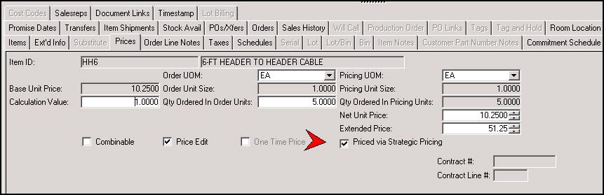 Order Entry and Shipping Items Tab - Editing of Line Item Unit/Extended Price If you are allowed to edit prices, the Unit Price and Extended Price fields on the items tab is available for edit.