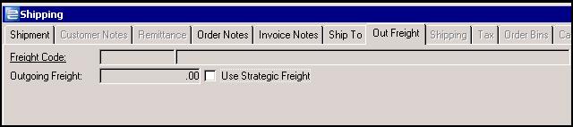 Order Entry and Shipping Shipping Window Modifications In Shipping window, you have the ability to determine if the Strategic Freight calculations are to be applied.