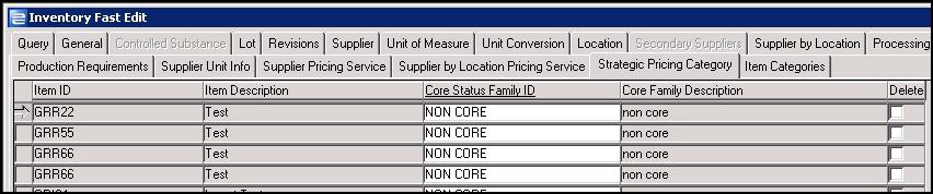 Setting It Up Core Status Family ID Core Status Family Delete Item ID Item Delete (Line) The ID associated with this Core Status Family.