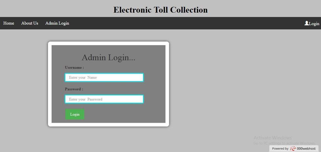 The separate web page for the admin login is provided in the Fig.4.