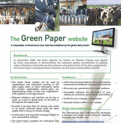 What is the Green Paper? www.dairy-sustainability-initiative.