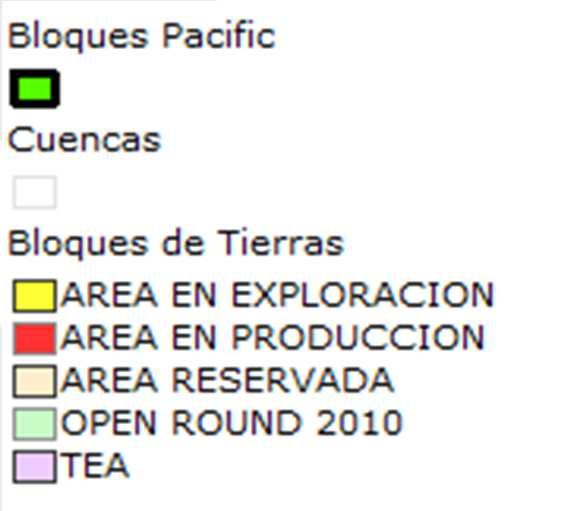 del Magdalena Pacific Blocks: Basins: LAND BLOCKS: EXPLORATION AREA PRODUCTION AREA RESERVED AREA OPEN ROUND 2010 TEA Reserves Last Updated: