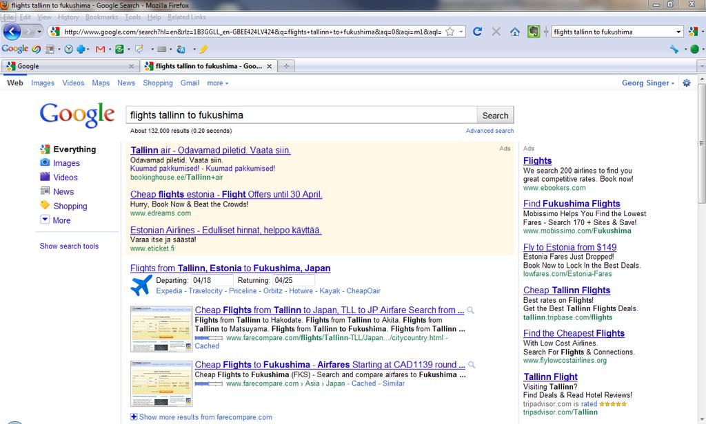Types of search engine results pages in Google Google Adwords