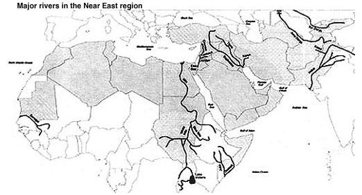 Shared rivers in MENA region with increasing scarcity in Egypt, Jordan and Iraq Water