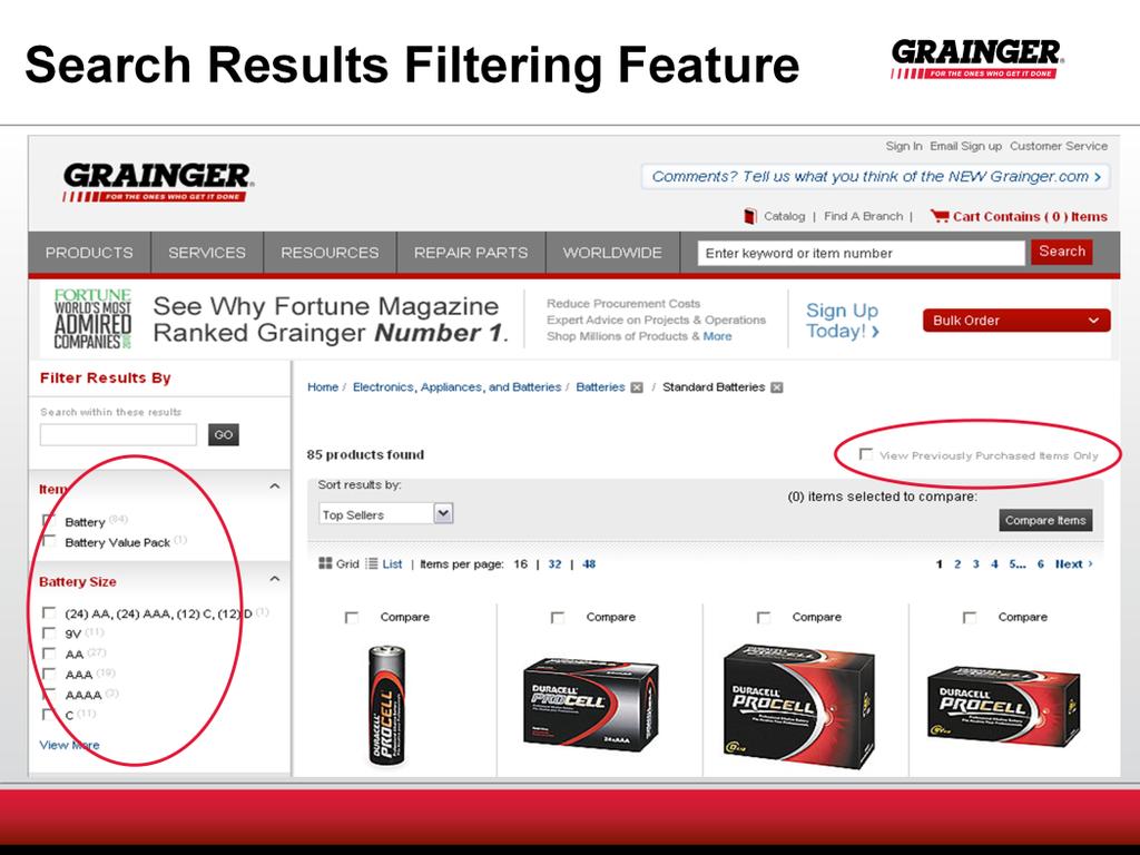 Let s talk about Search Results Filtering that is located in the Left Navigation. It allows you to refine your search by category/subcategory, product attribute, brand and price.