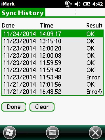Synchronization History The imark Ordering system allows you to view history of every synchronization process, including details such as synchronization Date, Time, and Result (Figure 89).