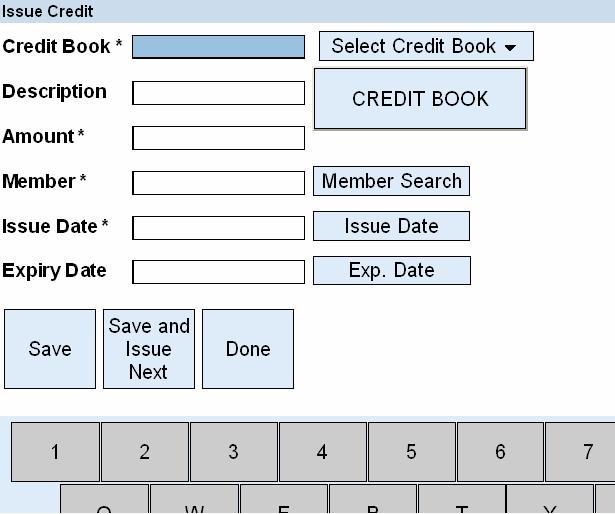 Issue Credit The Issue Credit function allows you to specify a credit limit to a member. This is similar to a credit limit issued through a credit card by a bank to anyone.