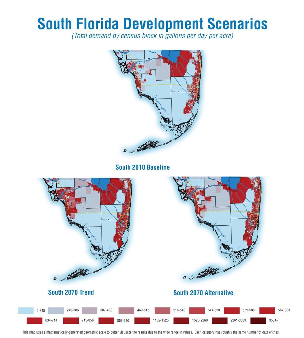 South Florida Results South Florida is the only region in which the Baseline scenario has a higher agriculture demand than development demand.