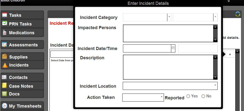 Figure 10 Add Incident Details Note that once a minimum of information has been entered, the application will automatically send an email to the office with details.