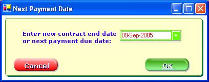 4. Enter the Pre-Tax Amount Due. 5. Click Change Tax (if needed), select the tax category, and click OK. 6. Confirm a new contract end date and click OK: 7.