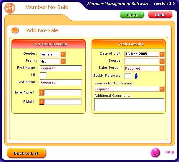 Member No Sales It is very important to record the information of guests who do not join your facility in the igo Figure software.
