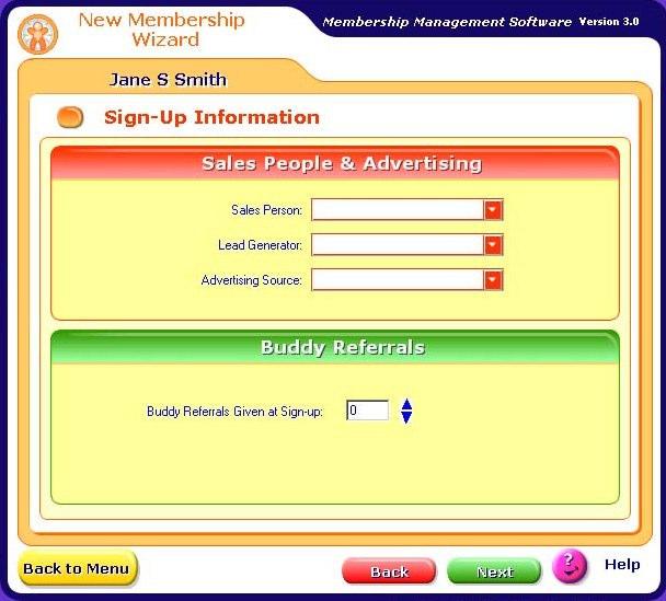 13. Click Next to proceed to the Sign-Up Information screen.