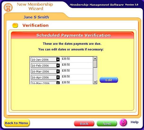 19. Since this is a Check Draft agreement, the member s scheduled future payments are displayed for the contract period.