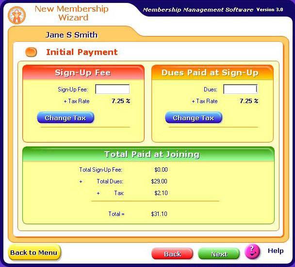 21. The Initial Payment screen allows you to separate the signup fee and the dues paid at signup for the member s initial payment.