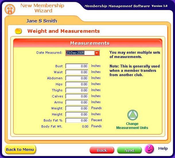 23. If you choose to enter measurements now, you will see a screen that will allow you to do so.