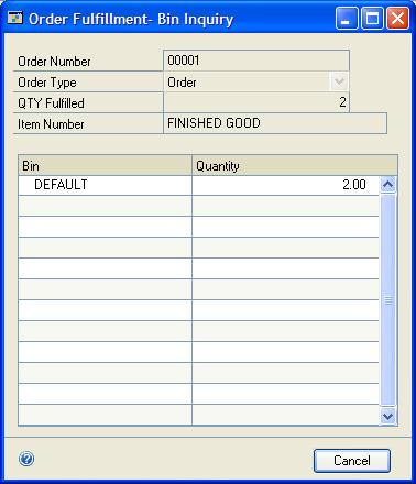 CHAPTER 21 ORDER FULFILLMENT 4. Repeat steps 2 and 3 until you ve selected lot quantities that equal the sales order line item requirement. 5. Choose OK. The Sales Order Fulfillment window will open.