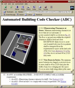 Two On-Line Checker Examples (Accessibility for Disables) from CIFE Prescriptive Code Checker Path Planner / Simulator Han, Kunz, Law - CIFE, Stanford University 05/2000 BSPro COM Server / Olof