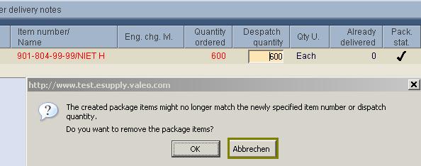 Example: To pack manually, you have to click on abbrechen. The pack status will move to orange. Please pack the add.