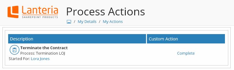 8.2.2 Complete the Process Actions After the process is created, the process actions are assigned to the employees and/or managers according to the process setup.