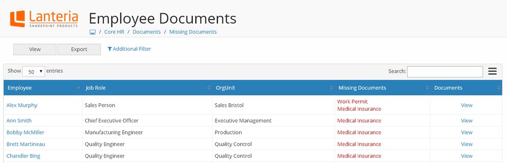 9.6 Track Missing Documents For each employee document type, you set up whether it is mandatory (use the Mandatory for Locations field under Core HR > Settings > Employee Document Types).