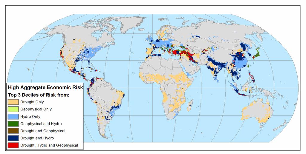 Global Natural Disaster Hotspots Economic Losses Areas of high relative risk based on