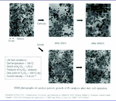 TEM micrographs of catalyst particle growth after FC operation CFCT-ARCI Test