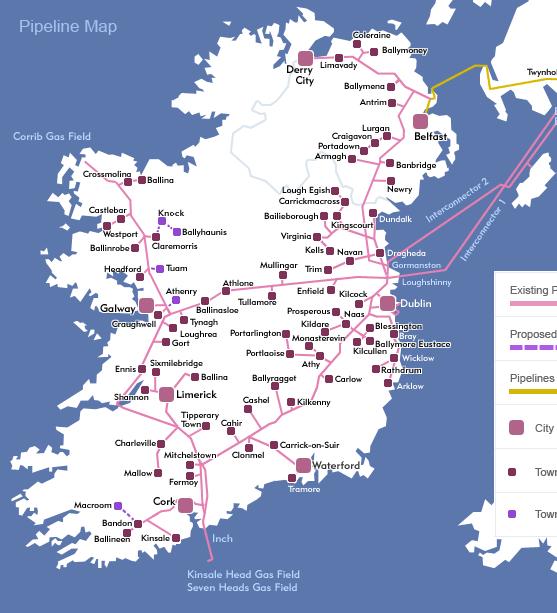 Ireland s Gas Network Bord Gáis Networks has developed a world-class gas infrastructure in Ireland comprising: An Interconnector System linking Ireland to the UK & Continental gas markets 2,149 km