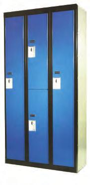 gauge outer door and 24 guage inner door Single tier lockers come equipped with one hat shelf and three