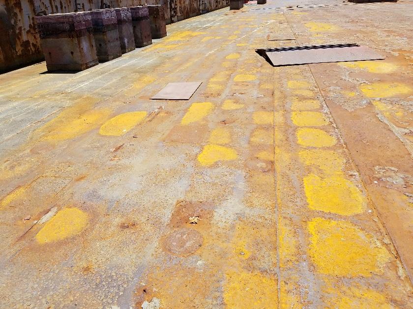 In general, certain areas of the dock generally corrode faster than other locations. These areas of greater corrosion rates typically found on a steel floating dock include: 1.