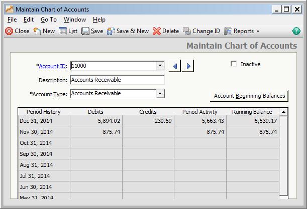 GL Accounts The Account field on the Setup > Setup Tables > GL Accounts table in Manage must be consistent with the Account ID field on the Maintain > Chart of Accounts screen in Sage 50.