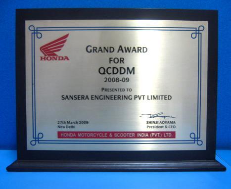 2008-09 Award for QCDDM (Machining) 2009-10