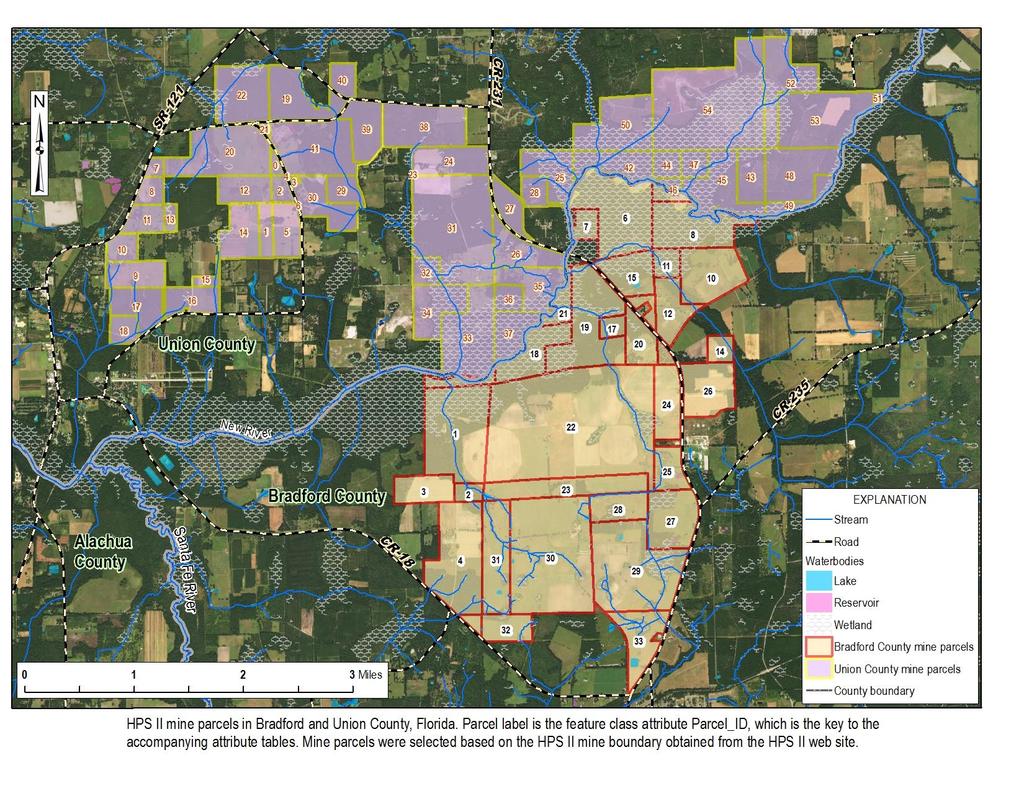 Bradford/Union County Proposed Phosphate Mine Project Map Union County