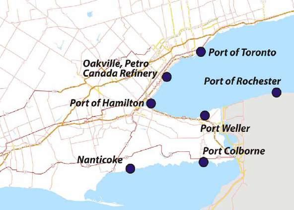 Exhibit 1-11: GTA West Area Major Area Marine Facilities Lakes, running over 3,700 kilometres through Canada and the US. The Great Lakes St.