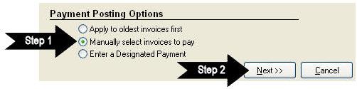 Option #3: Enter a Designated Payment: Apply payments to a specific billing code. To manually select invoices to pay: Step 1.