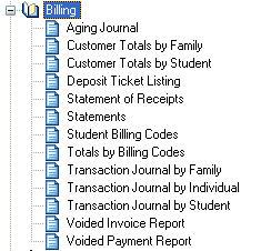 Billing Reports HeadMaster Billing has thirteen pre-set reports to help with your reporting