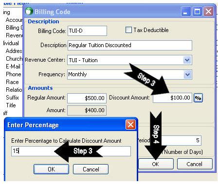 To create discounted billing codes: Step 1. Step 2.