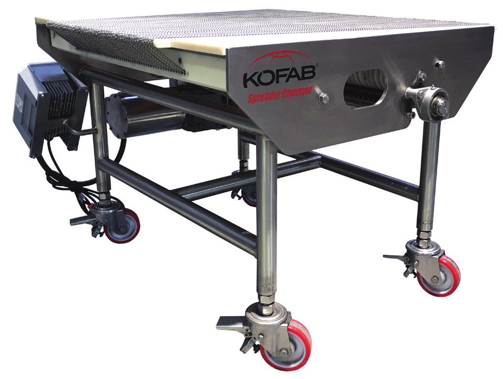 CONVEYOR SYSTEMS SPREADER KOFAB s Spreader signature design can be used in a variety of different applications including converging, diverging, and spreading packaged or unpackaged